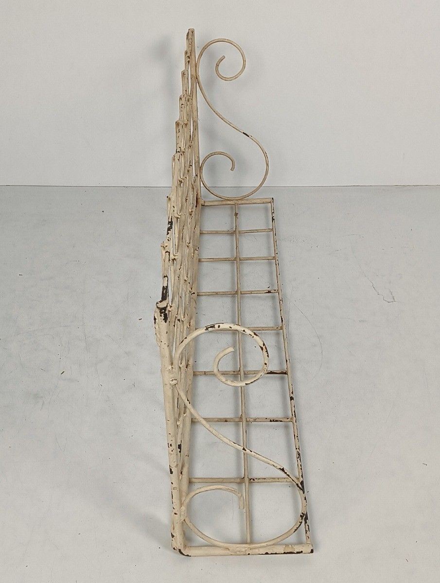 Antique Rack Shelf Industriul Rustic Wire Etagere Painted White France photo Furniture