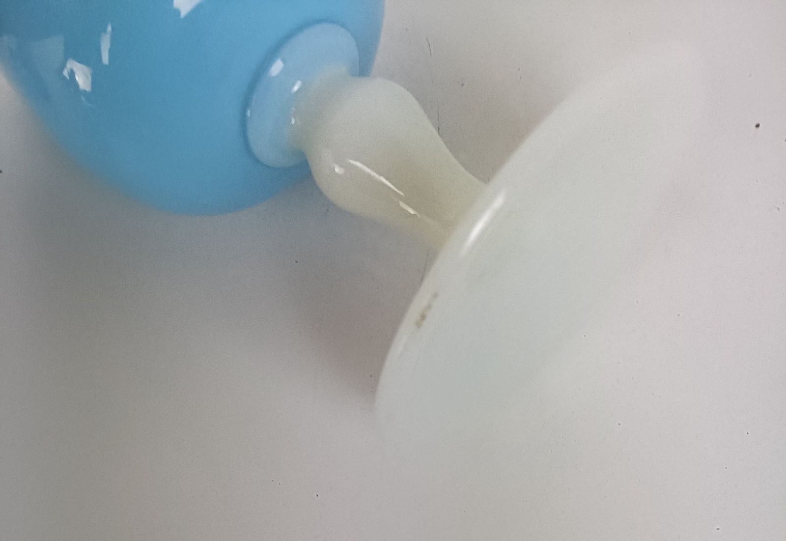 Set Of 3 Azzuro Baby Blue Art Glass Pieces Vase Apothecary Jar Jewelry Trinket B photo vintage