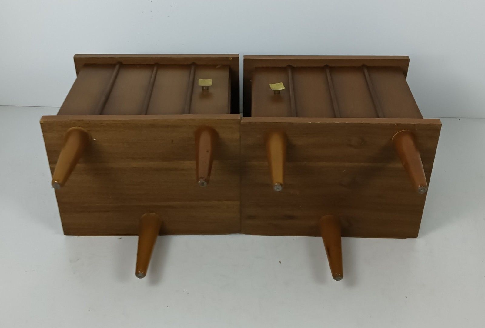 Pair Of Modernist Wooden Nightstands Bedroom Cabinets Small End Tables Vintage photo buy