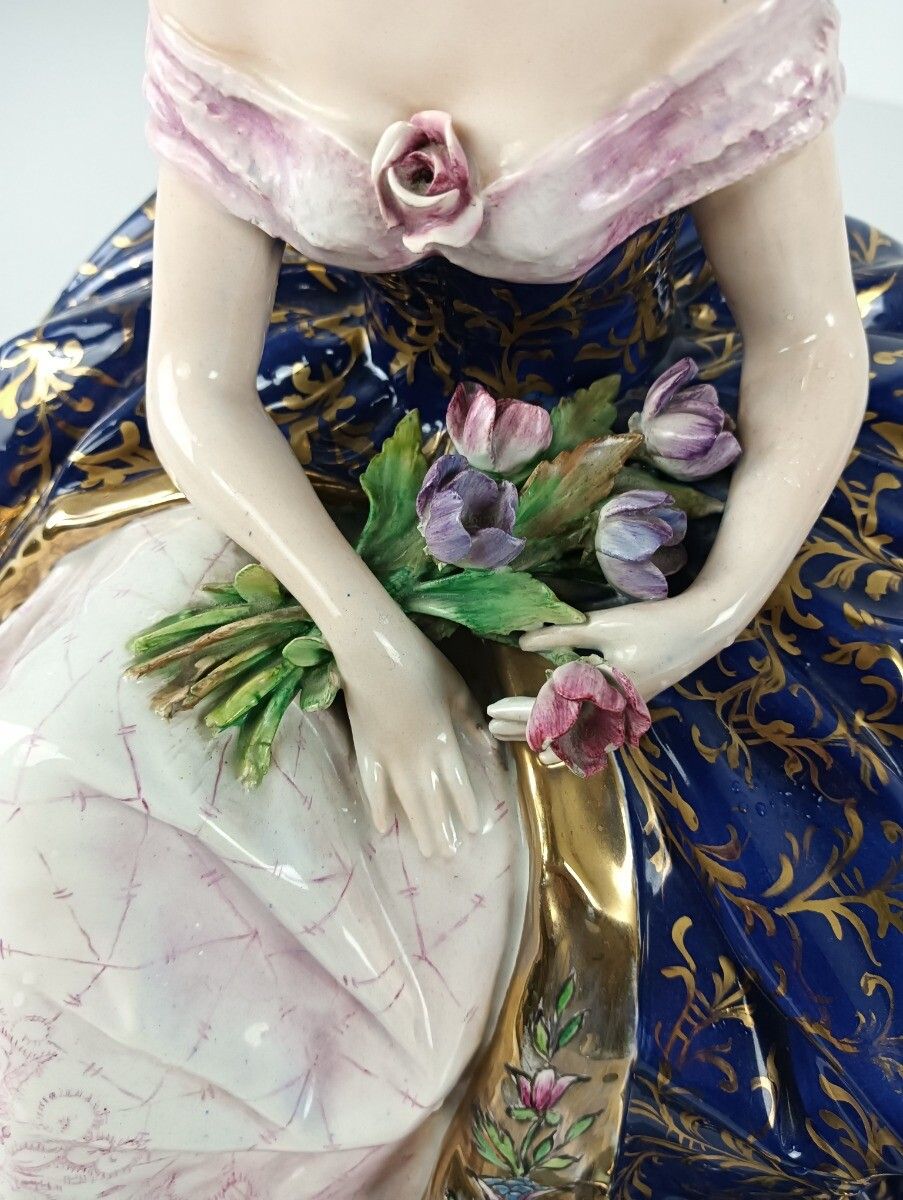 Large Porcelain Statue Figurine Lady Marked Guido Cacciapuoti Italy Vintage photo buy