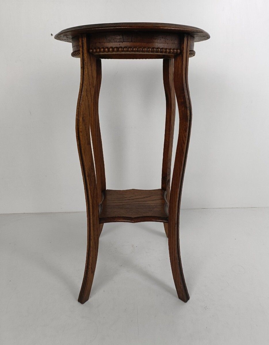 Gorgeous Art Deco Antique Plant Stand Pedestal Round Top, Two Tier, Hobnails, Ve photo furniture