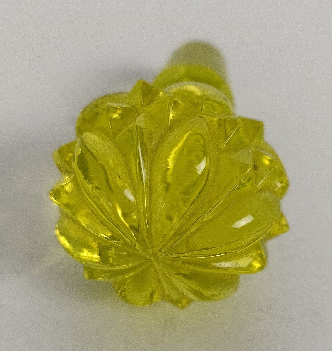 Art Glass Bottle Lidded Art Deco Antique Bubbled Hobnails Glass Yellow Gorgeous photo vinterior