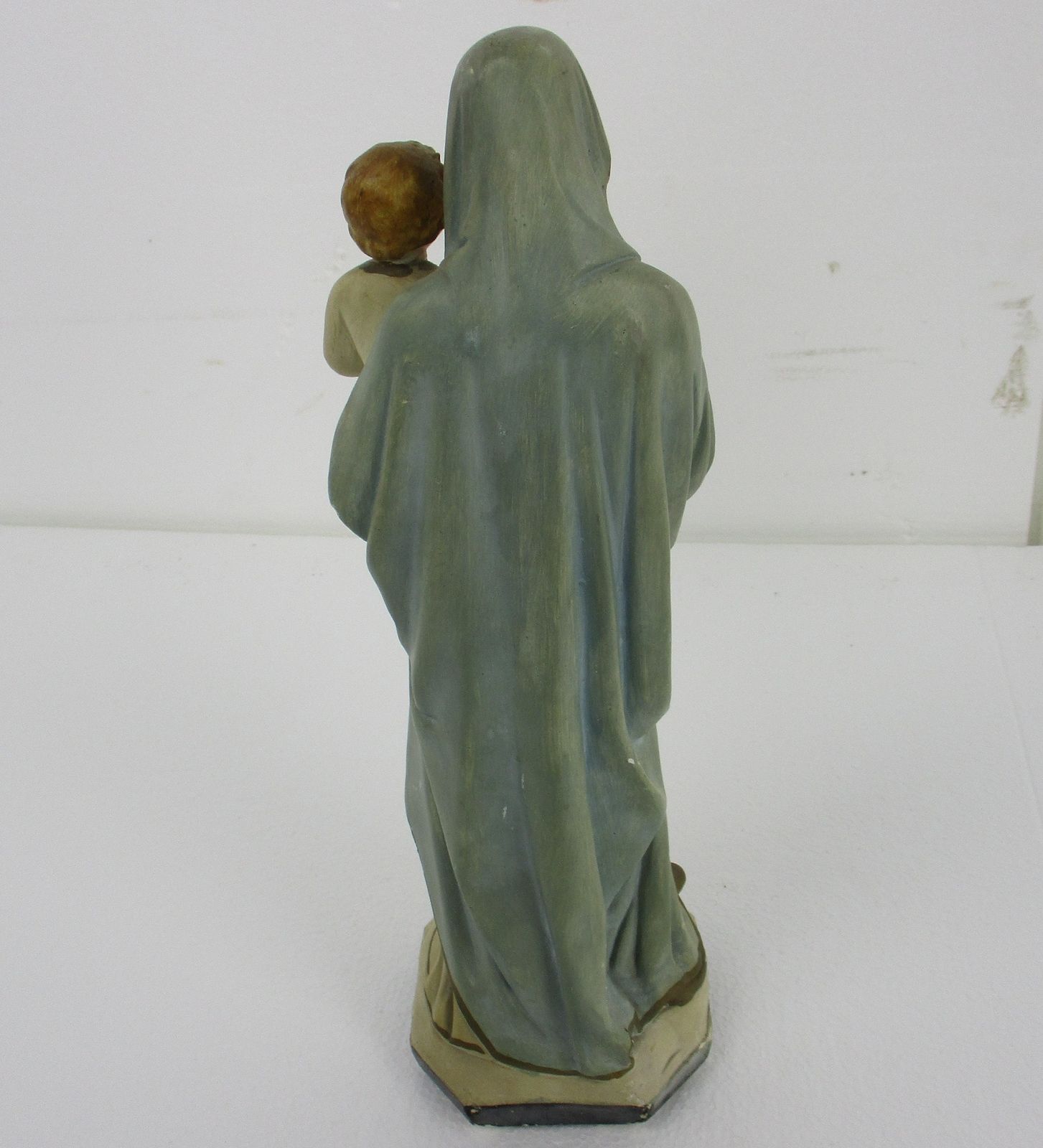 Statue Our Lady Madonna Virgin Mary Infant Jesus  Beautiful Plaster 16.53&Quot photo vintage
