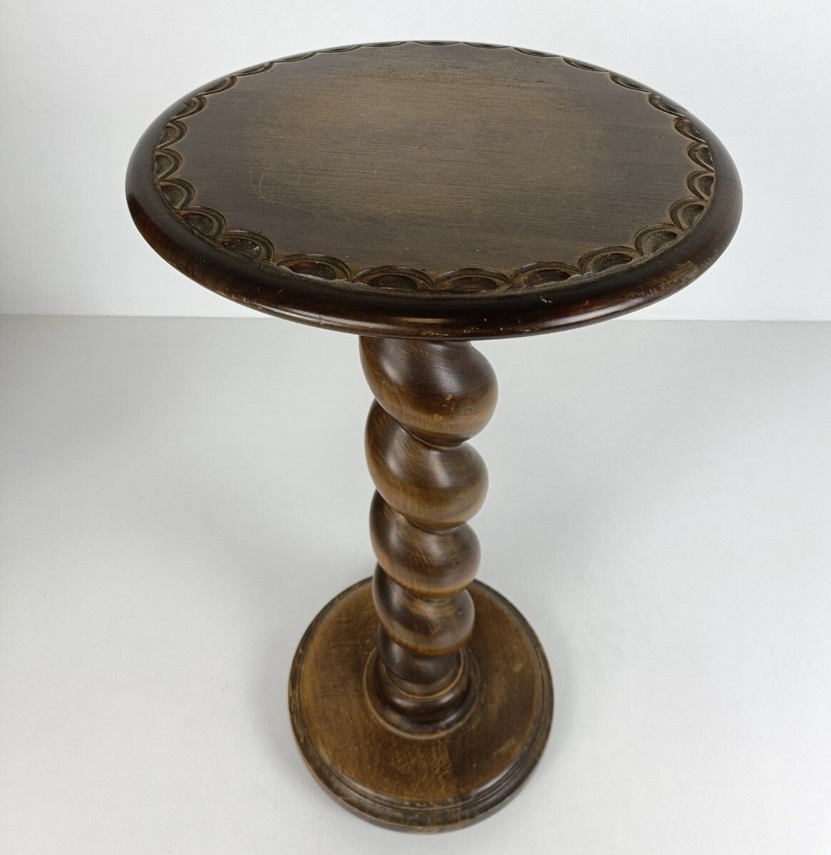 Barley Twist Hand Carved Wood Wooden Plant Stand Pedestal Side Table Bonsai Stan photo for sale