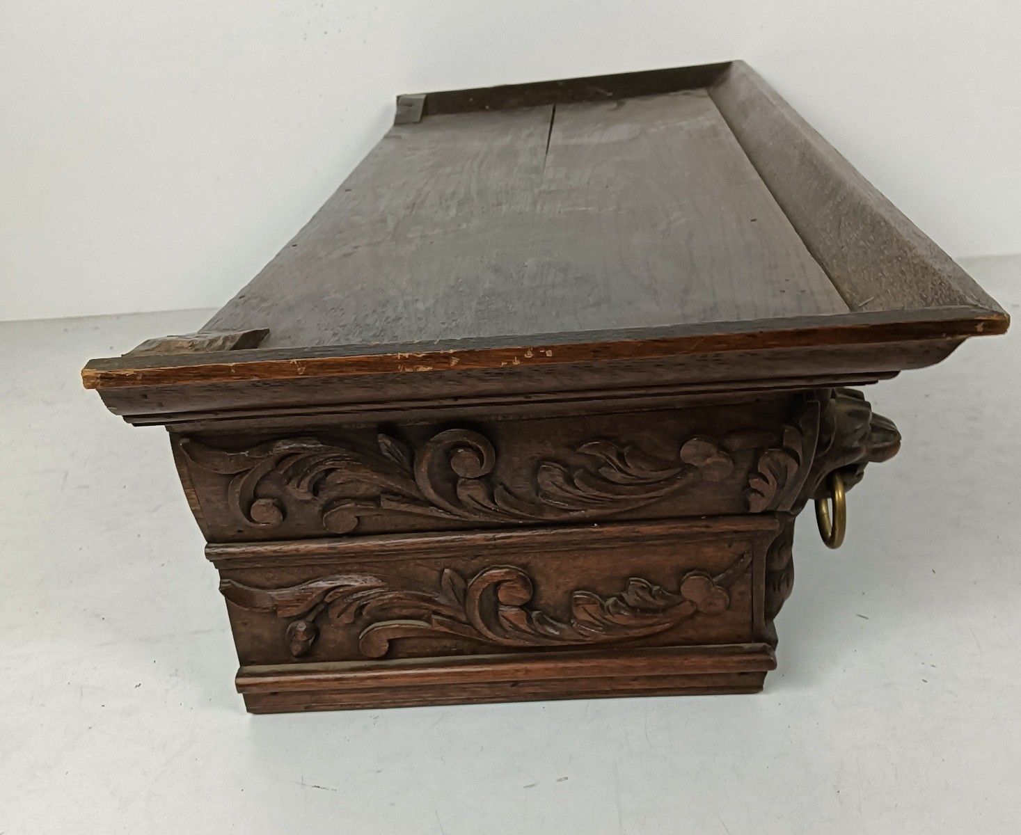 photo for sale Large Pediment Over Door Ornate Carved Wood Lion Heads Antique Stunning Reclaime