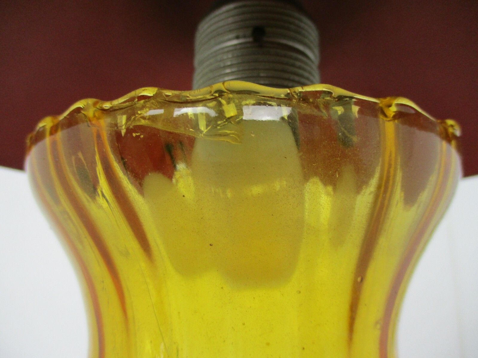 Lantern Ornate Chandelier Pendant Mid Century Modern Amber Art Glass  Vintage photo Lighting