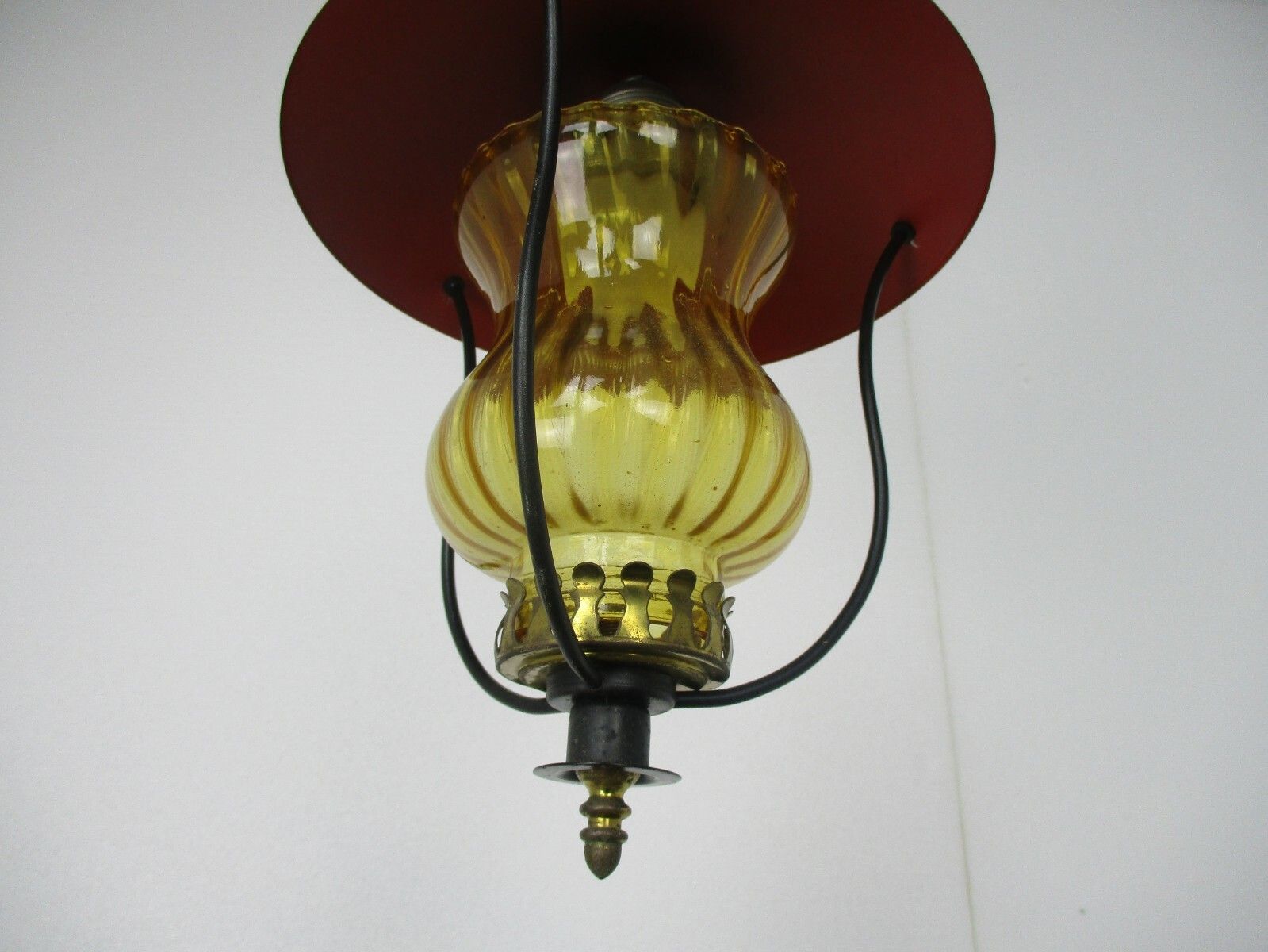 Lantern Ornate Chandelier Pendant Mid Century Modern Amber Art Glass  Vintage photo vinterior
