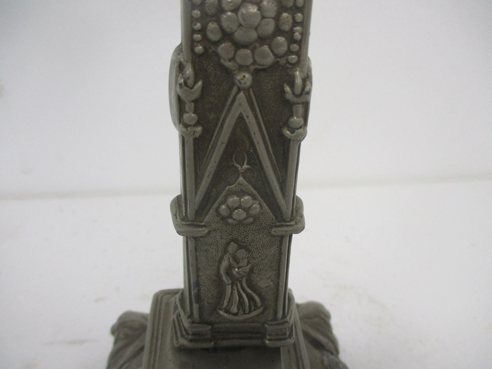Vintage Standing Crucifix Jesus Christ Cross Ornate Angels At Feet Spelter Beaut photo for sale