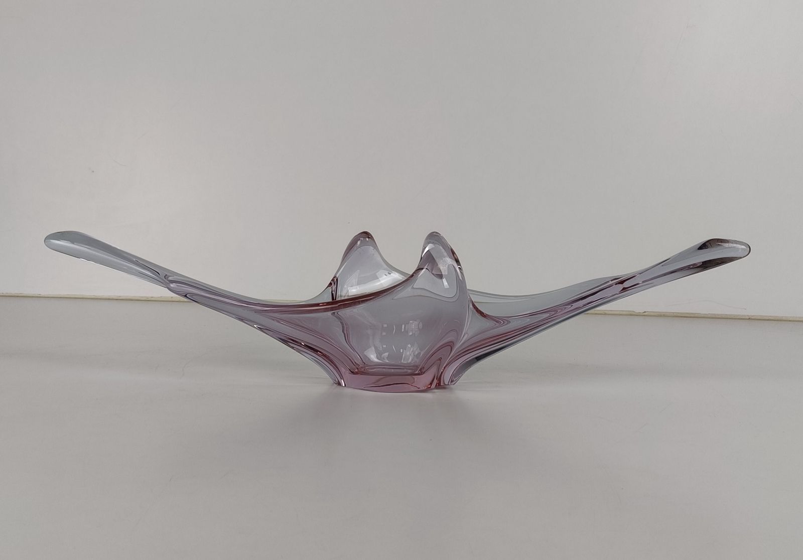 Italian Pink Bowl Dish Centerpiece Murano Seguso Art Glass Modernist Decorative photo furniture