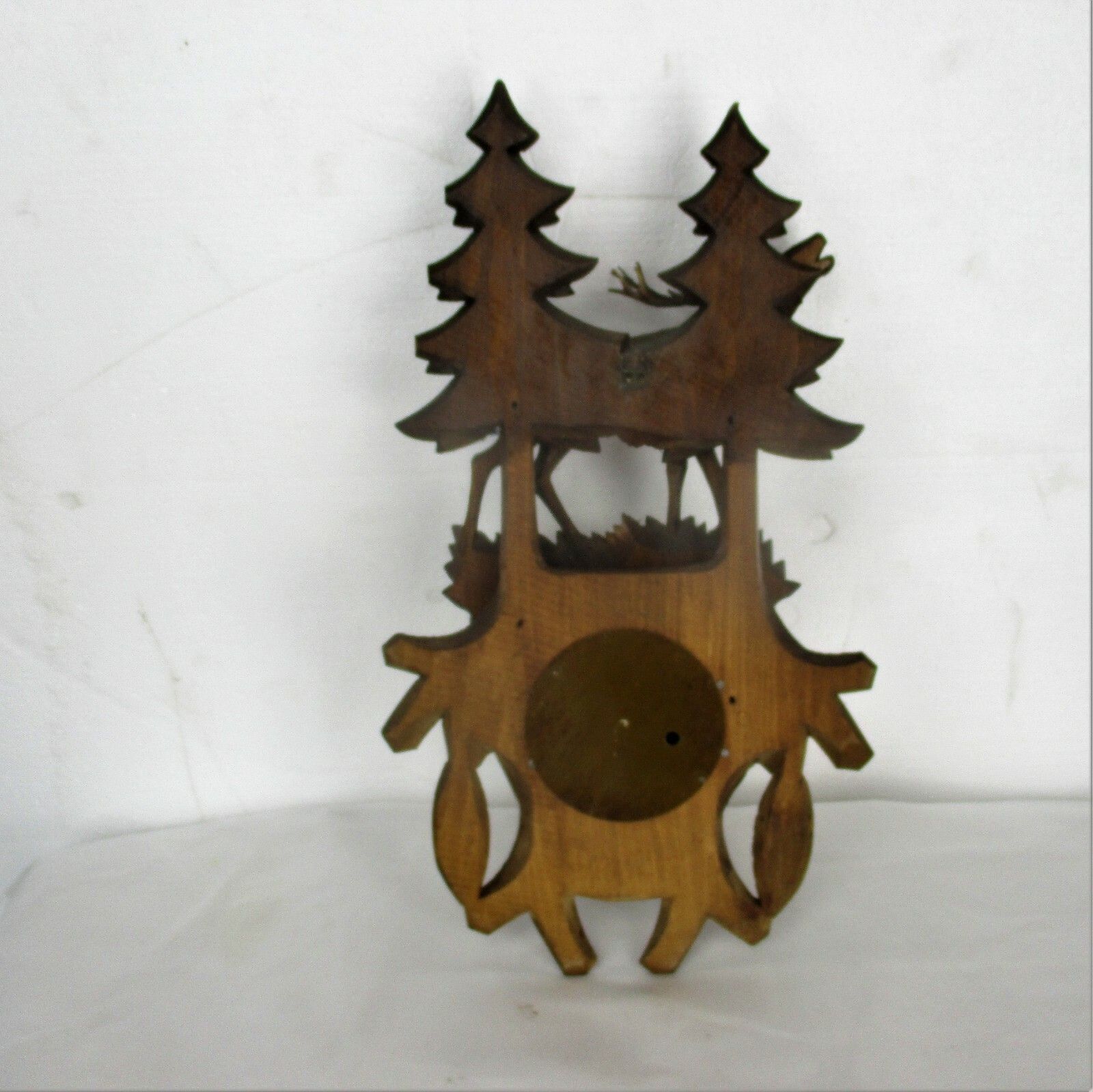 Hand Carved Wood Barometer Thermometer Weather Station Black Forest Deer Hunter photo vinterior