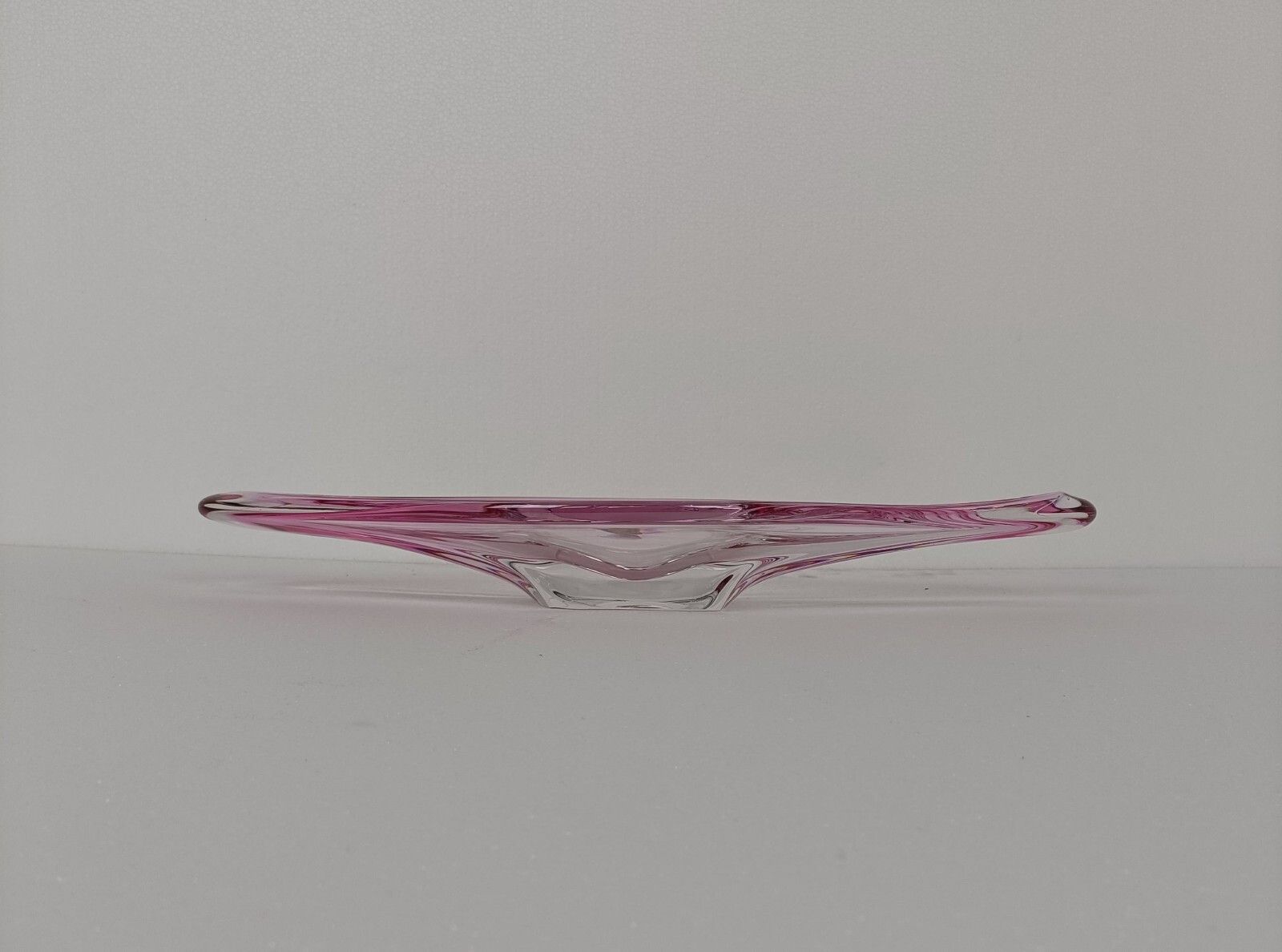 Val St Lambert Belgium Bowl Dish Centerpiece Cranberry Clear Art Glass  Marked photo furniture