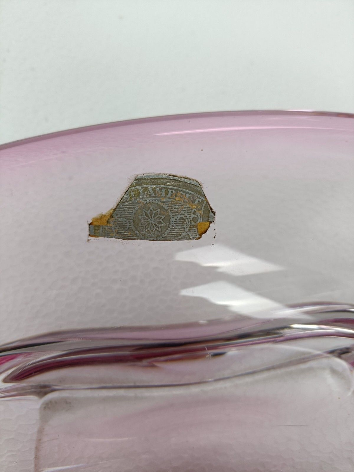 photo furniture Val St Lambert Belgium Bowl Dish Centerpiece Cranberry Clear Art Glass  Marked