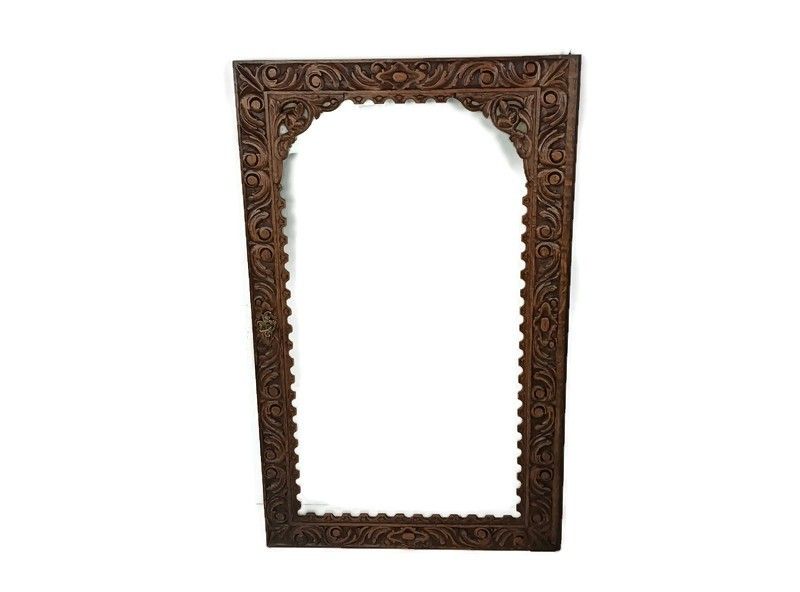 Large Door Cabinet Hand Carved Wood Ornated Glass Display Reclaimed Architectura