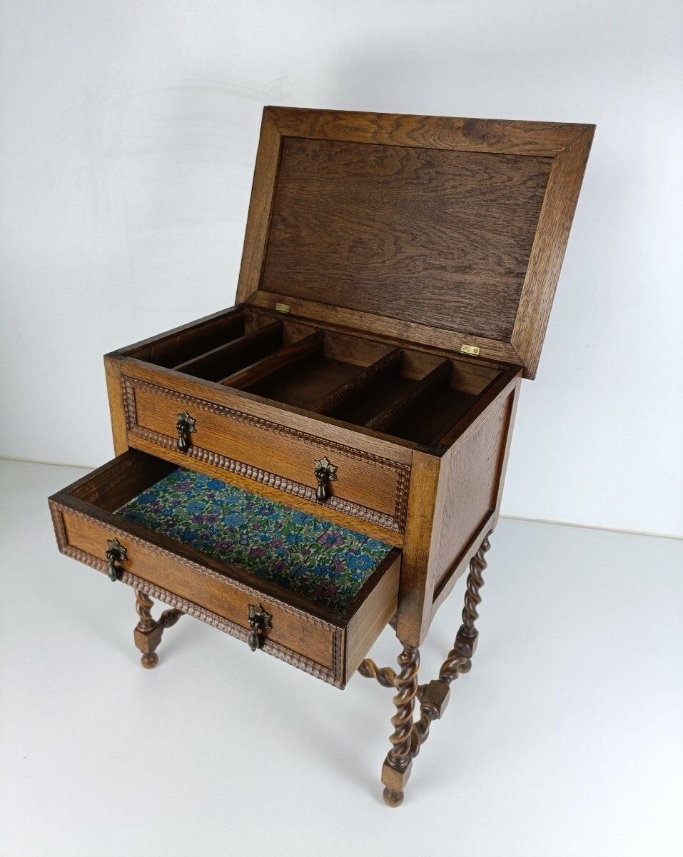 Barley Twist Sewing Quilting Cabinet Desk Table Edwardian Gorgeous Antique Wow photo Furniture