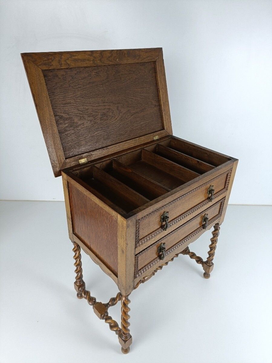 Barley Twist Sewing Quilting Cabinet Desk Table Edwardian Gorgeous Antique Wow photo 1012.0