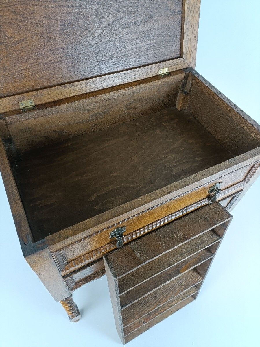 photo for sale Barley Twist Sewing Quilting Cabinet Desk Table Edwardian Gorgeous Antique Wow