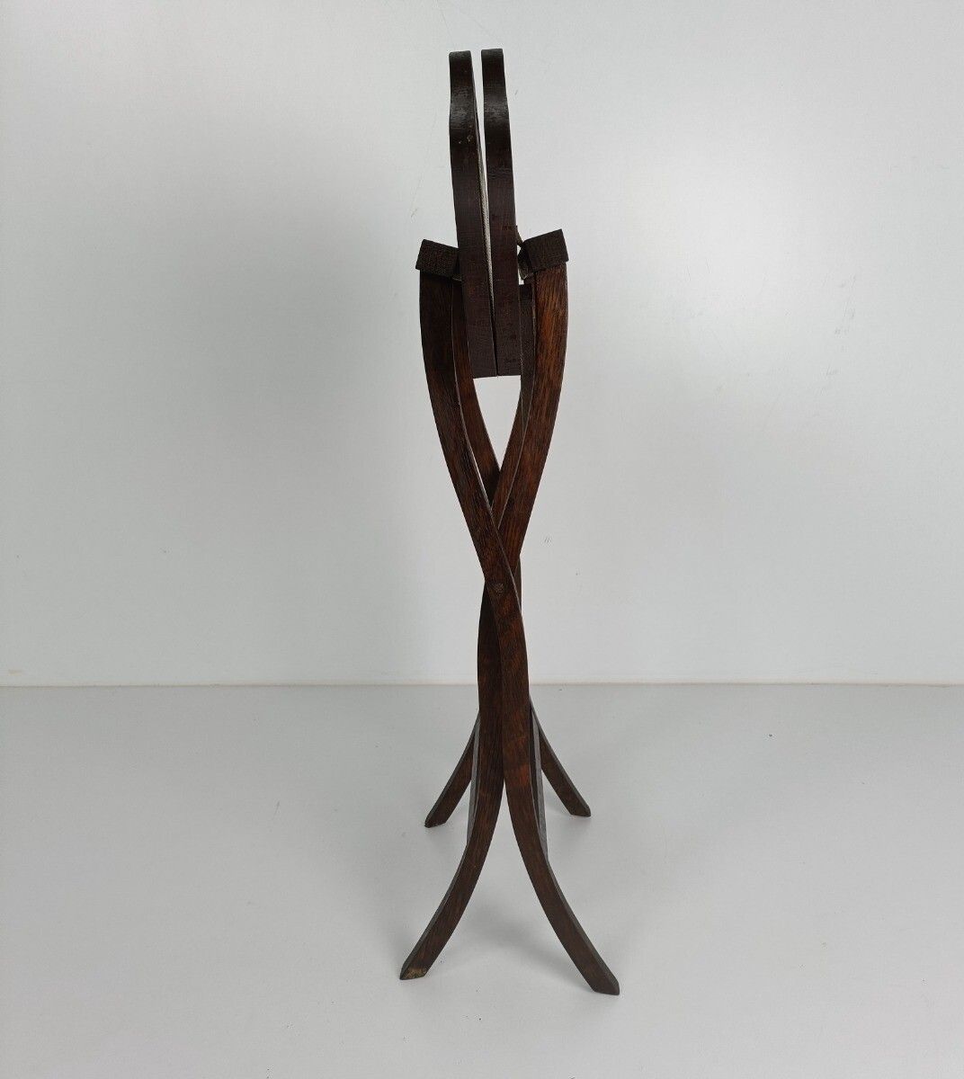 Funky Antique Stool Table Foldable Carved Wood Handles Occasional Butler Table photo vintage