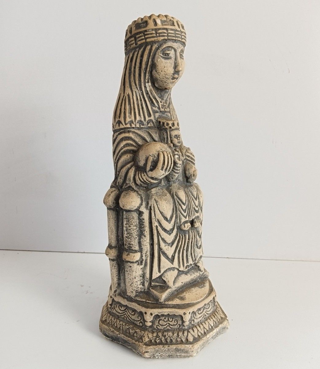 Stoneware Figurine Our Lady Of Notre Dame De Montserrat Black Madonna Infant Jes photo Home Decor