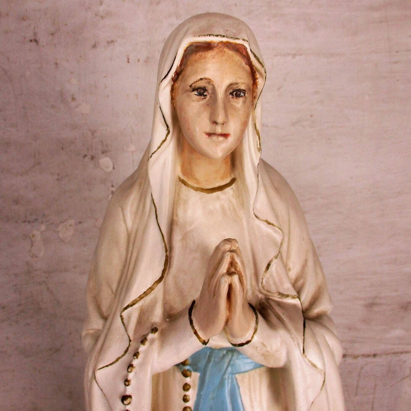 Xl Virgin Mary Madonna Our Lady Of Lourdes Plaster Statue Chapel French 26.37&Qu photo furniture