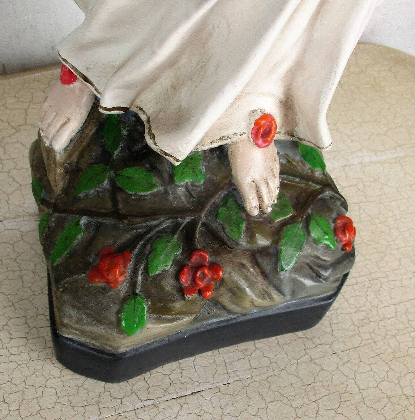 Xl Virgin Mary Madonna Our Lady Of Lourdes Plaster Statue Chapel French 26.37&Qu photo for sale