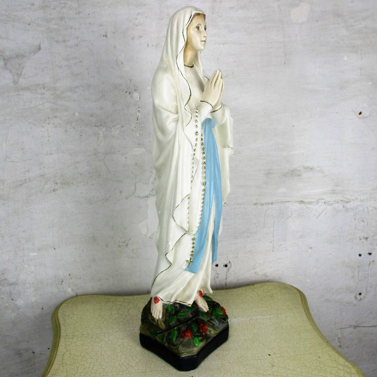 Xl Virgin Mary Madonna Our Lady Of Lourdes Plaster Statue Chapel French 26.37&Qu photo Art