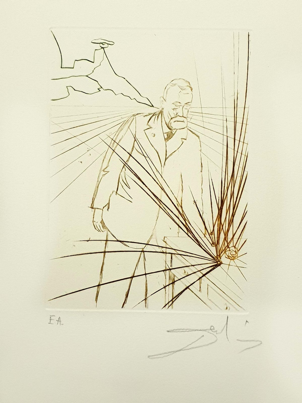 Salvador Dalí­Salvador Dali   Pierre Curie   Original Handsigned Engraving1970
