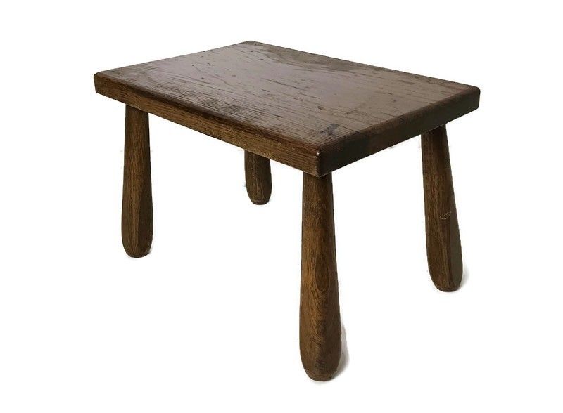 Vintage Low Side Occasional Table Carved Wood Plant Stand Farmhouse Style