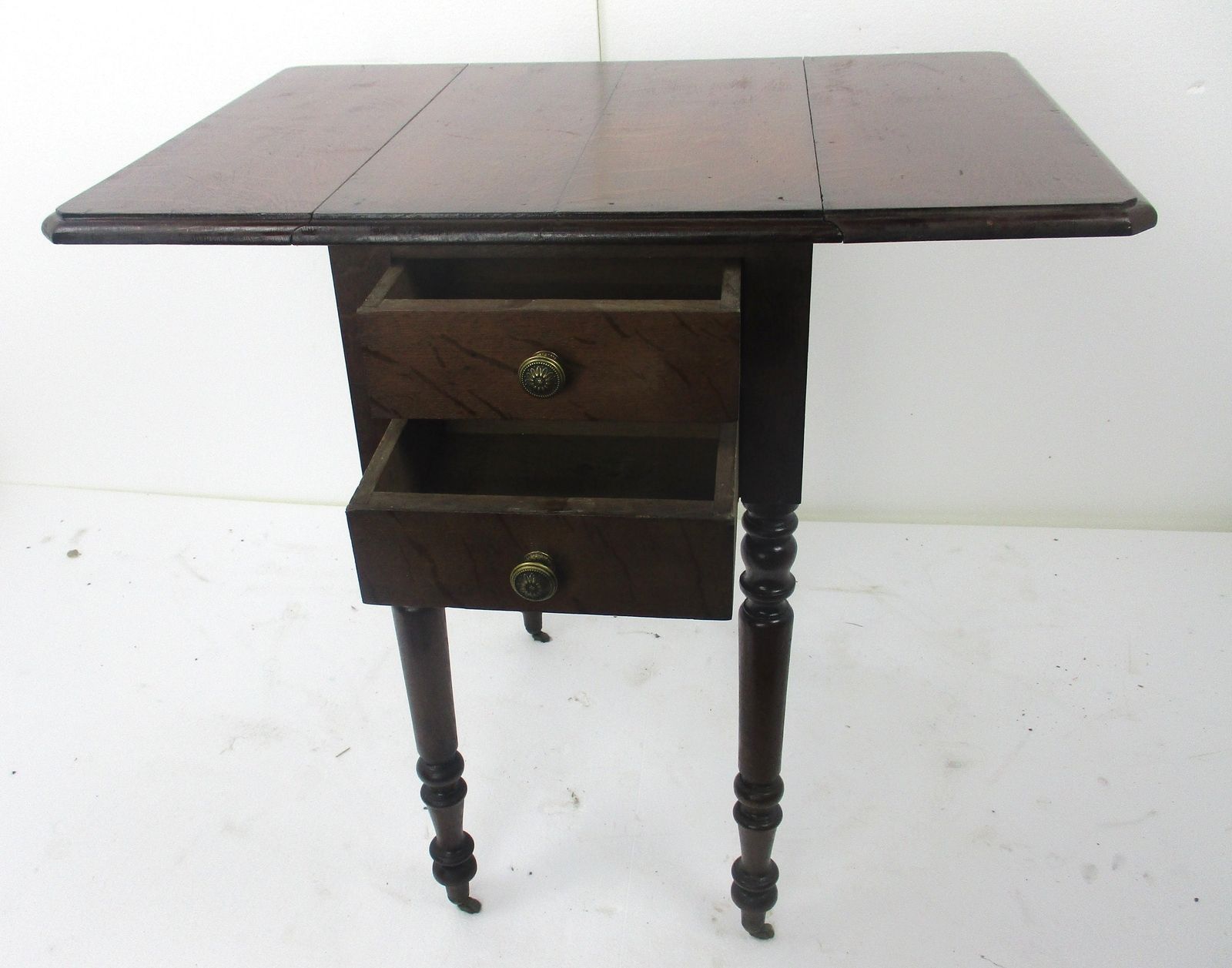 Antique Drop Leaf Gate Leg Table Cabinet Desk Hallway Furniture Drawers Sweet On photo vinterior