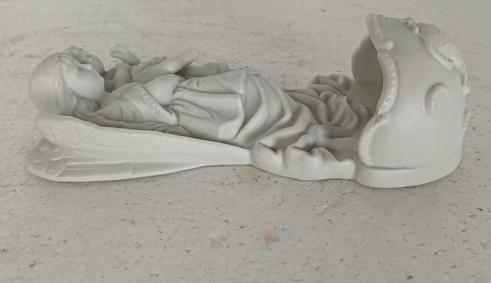 Beautiful Bisque Porcelain Antique Holy Water Font Vessel White Angel With Infan photo buy