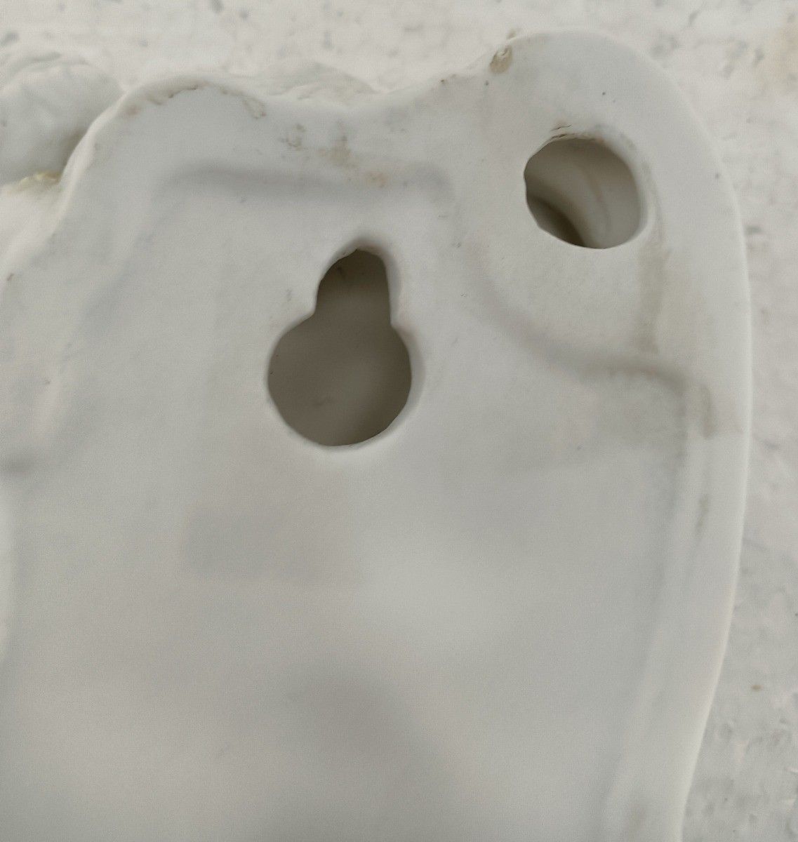 photo for sale Beautiful Bisque Porcelain Antique Holy Water Font Vessel White Angel With Infan