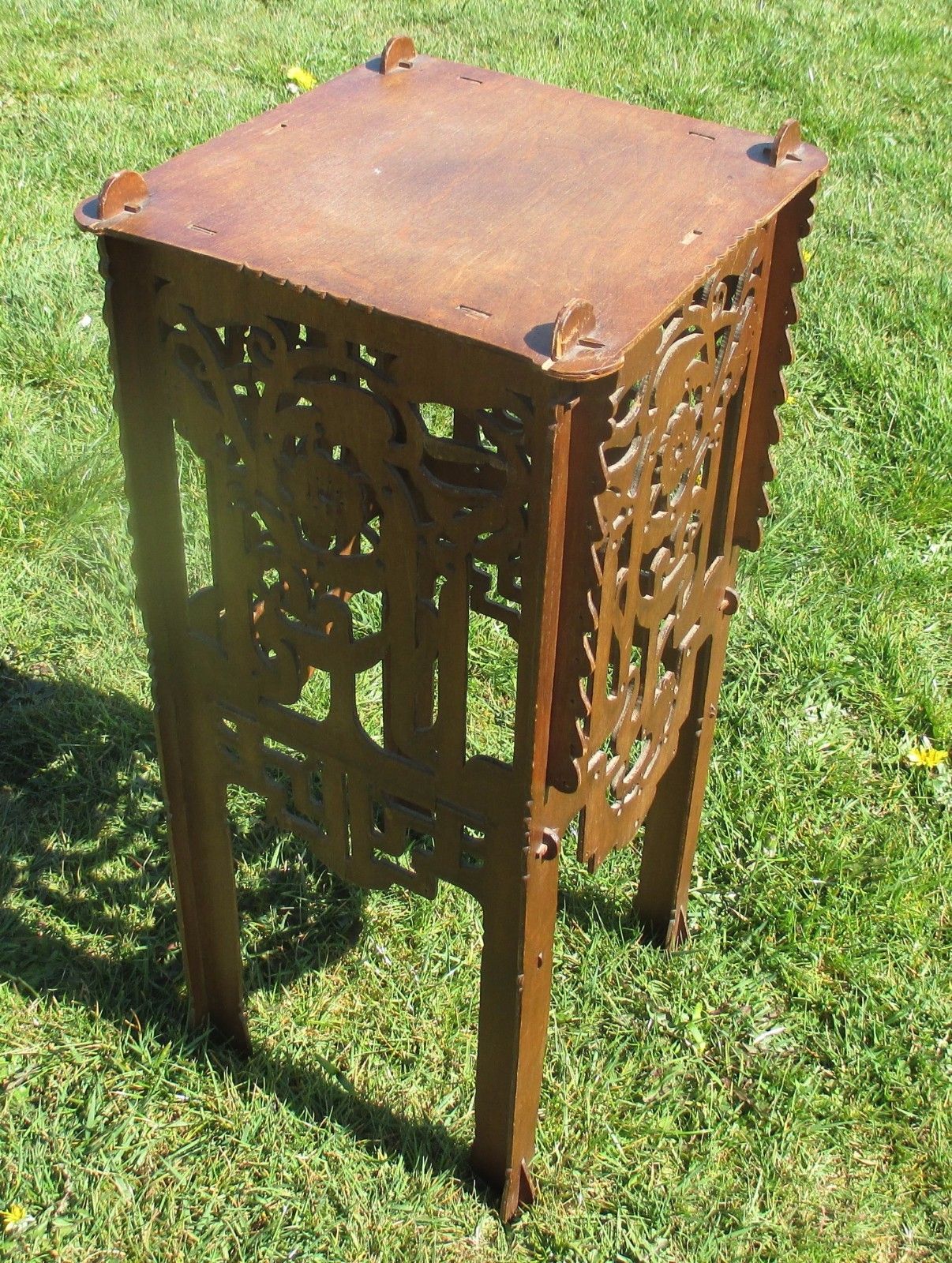 Pedestal Table Plant Stand Carved Twisted Ornate Wood Beautiful 26.57" photo furniture
