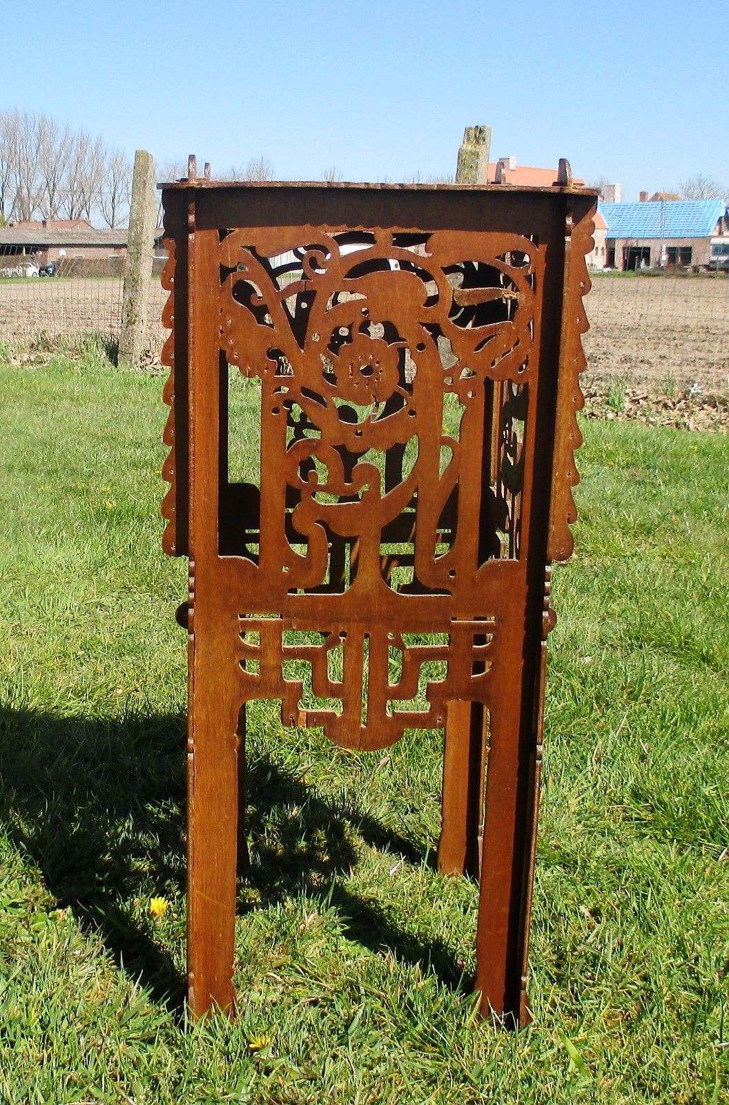 Pedestal Table Plant Stand Carved Twisted Ornate Wood Beautiful 26.57" photo for sale