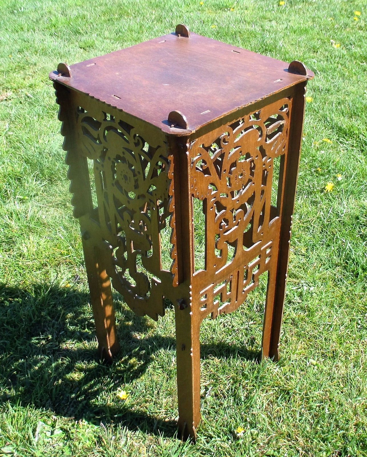 Pedestal Table Plant Stand Carved Twisted Ornate Wood Beautiful 26.57" photo Home Decor