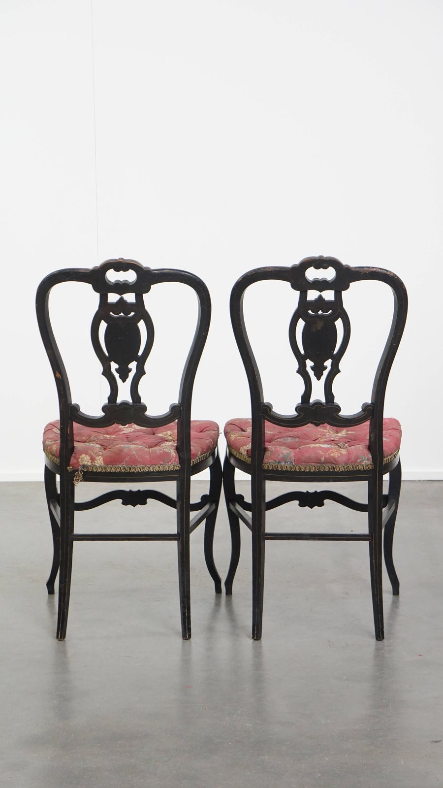 Set Of 2 Unique And Elegant Antique French Napoleon 3 Chairs Inlaid With Mother Of Pearl photo for sale