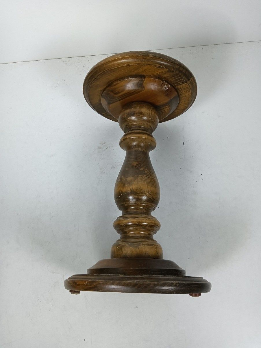 Vintage Pedestal Hand Carved Pinewood Plant Stand Side Table Bonsai Flower Table photo furniture