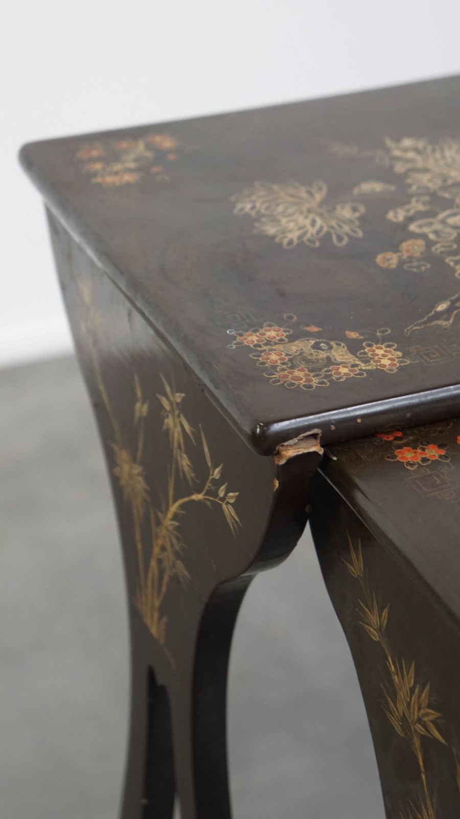 Timeless And Elegant Set Of 2 Vintage Japanese Lacquer Side Tables photo buy