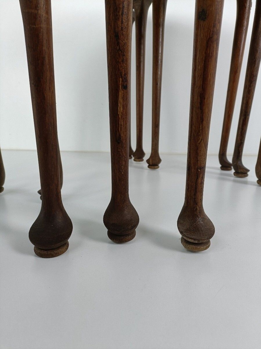 Set Of 3 Wood Stacking Nesting Tables Louis XV Style Mid Century Modernist Ornat photo vinterior