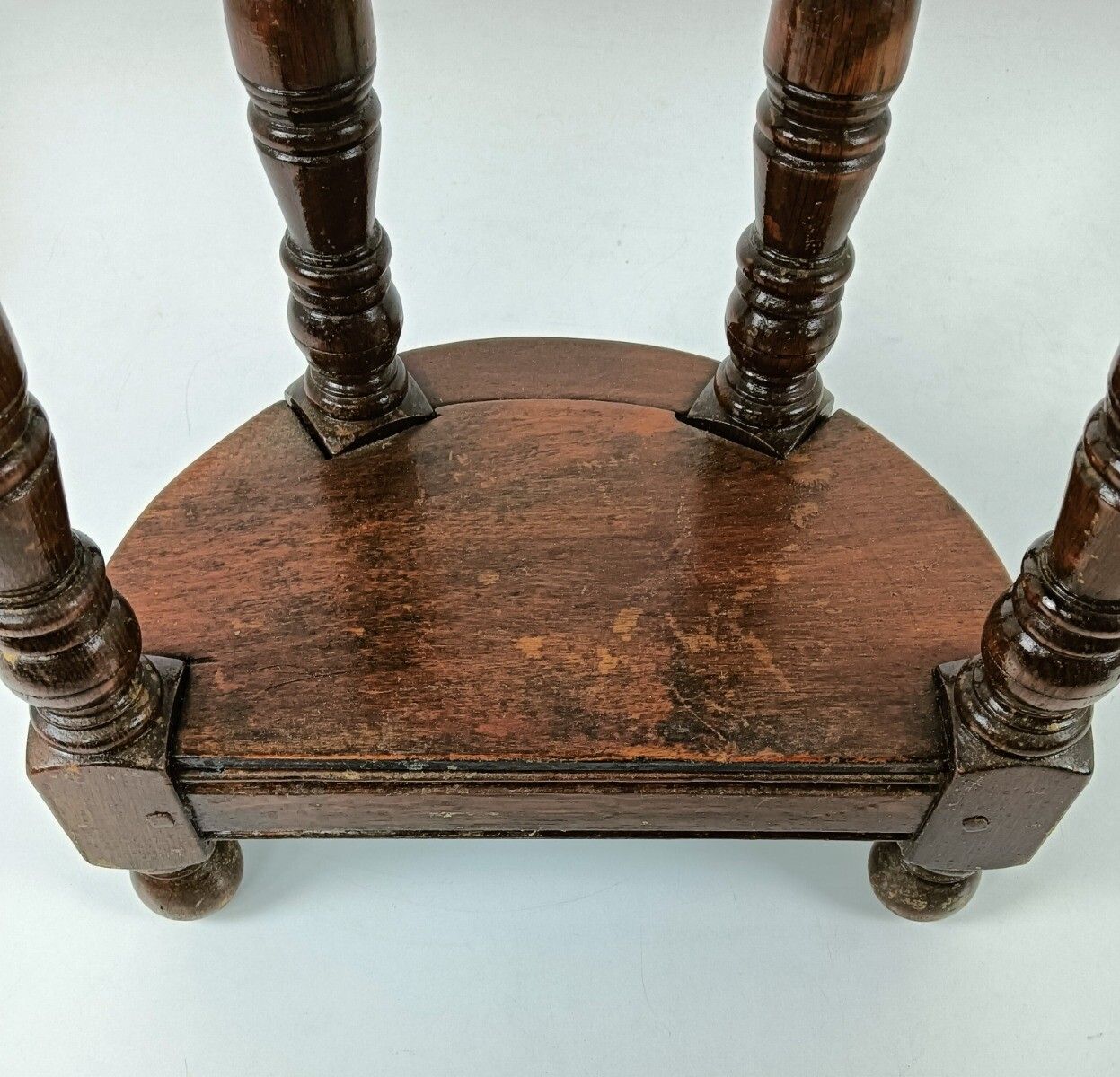 Antique Small Tapped Wooden Wall Console Table Hallway End Table Oak photo vintage