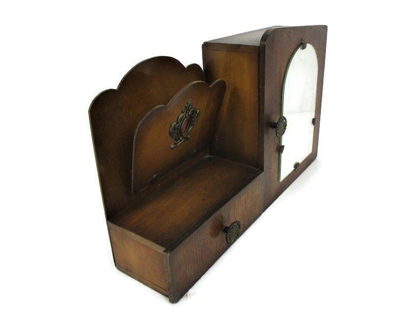 Art Deco Kitchen Apothecary Medicine Wall Bathroom Cabinet Wood Mirror Letter Bo
