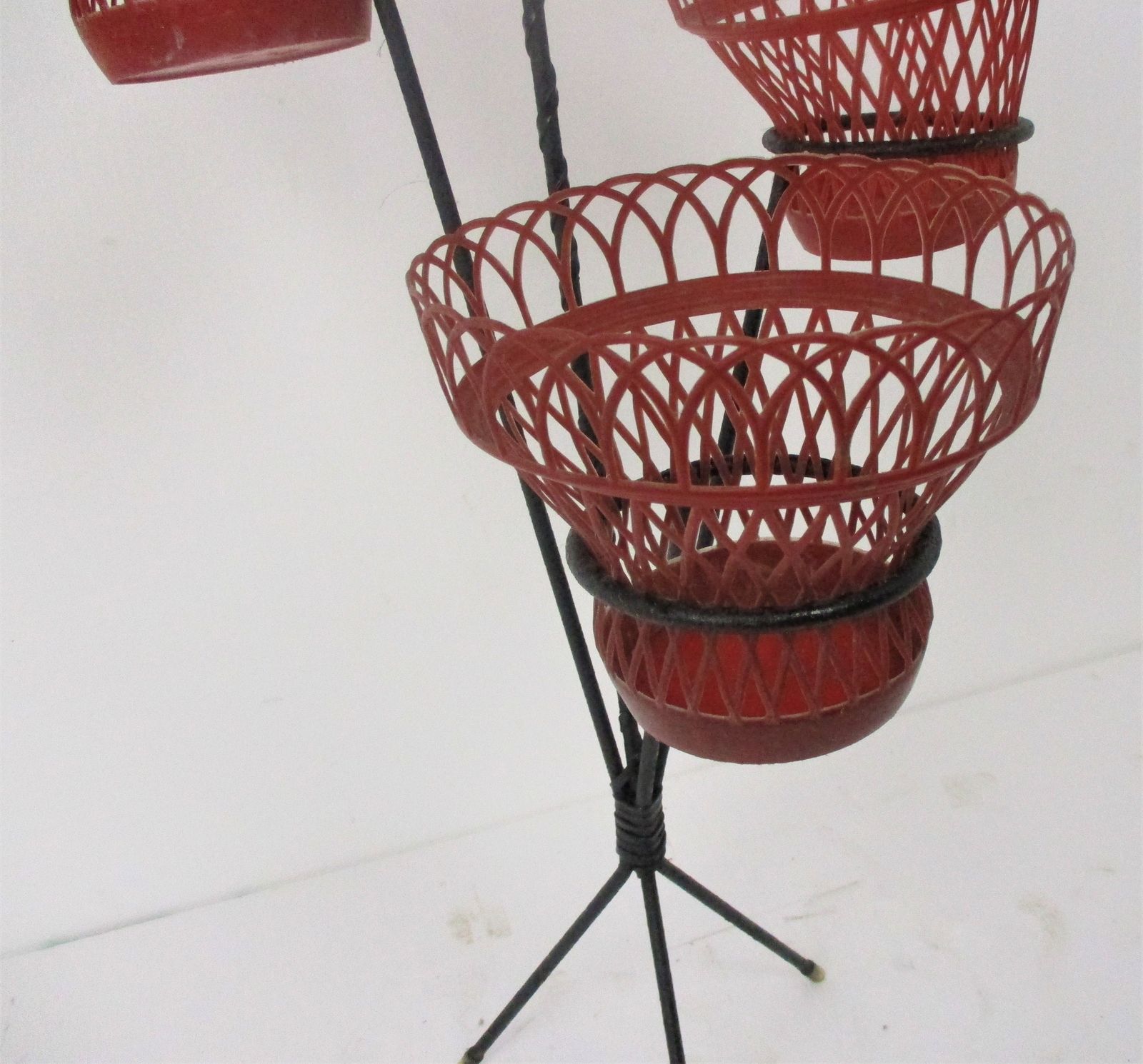 Mathieu Mategot Designed  Tiered Hobo Plant Bonsai Stand Pedestal 3 Tiers Wrough photo 364.0