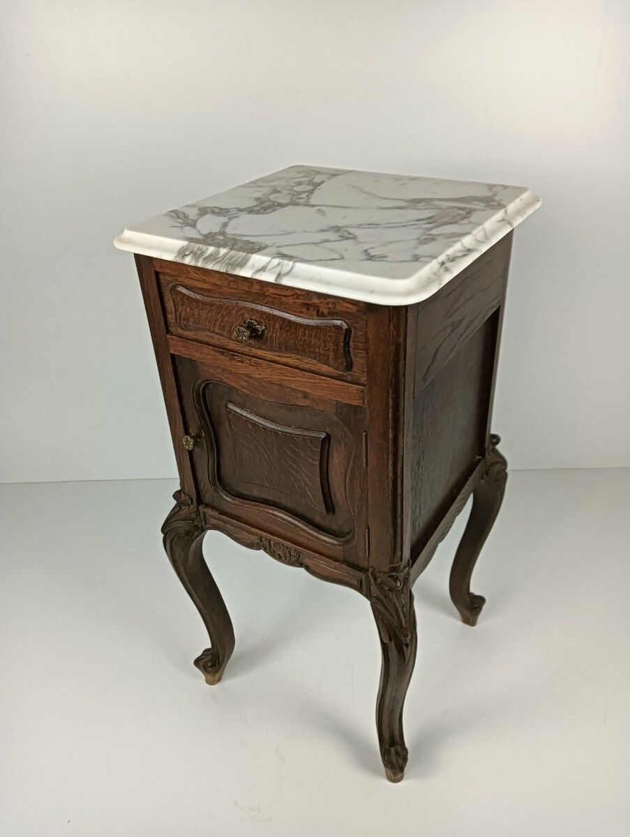 Antique 19th Century Nightstand End Table Bedside Cabinet Marble Top Wood Beauti photo furniture