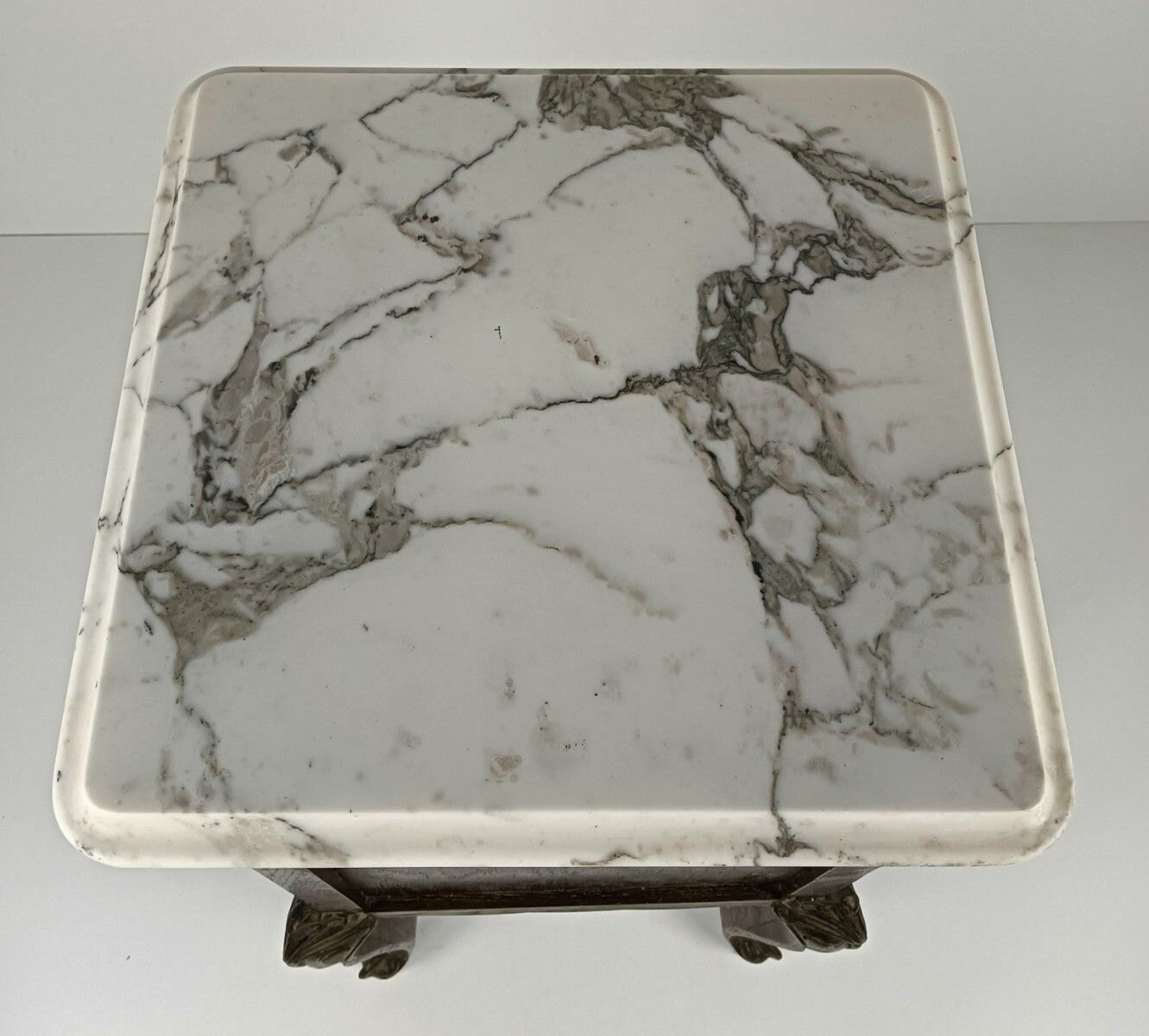 Antique 19th Century Nightstand End Table Bedside Cabinet Marble Top Wood Beauti photo vintage
