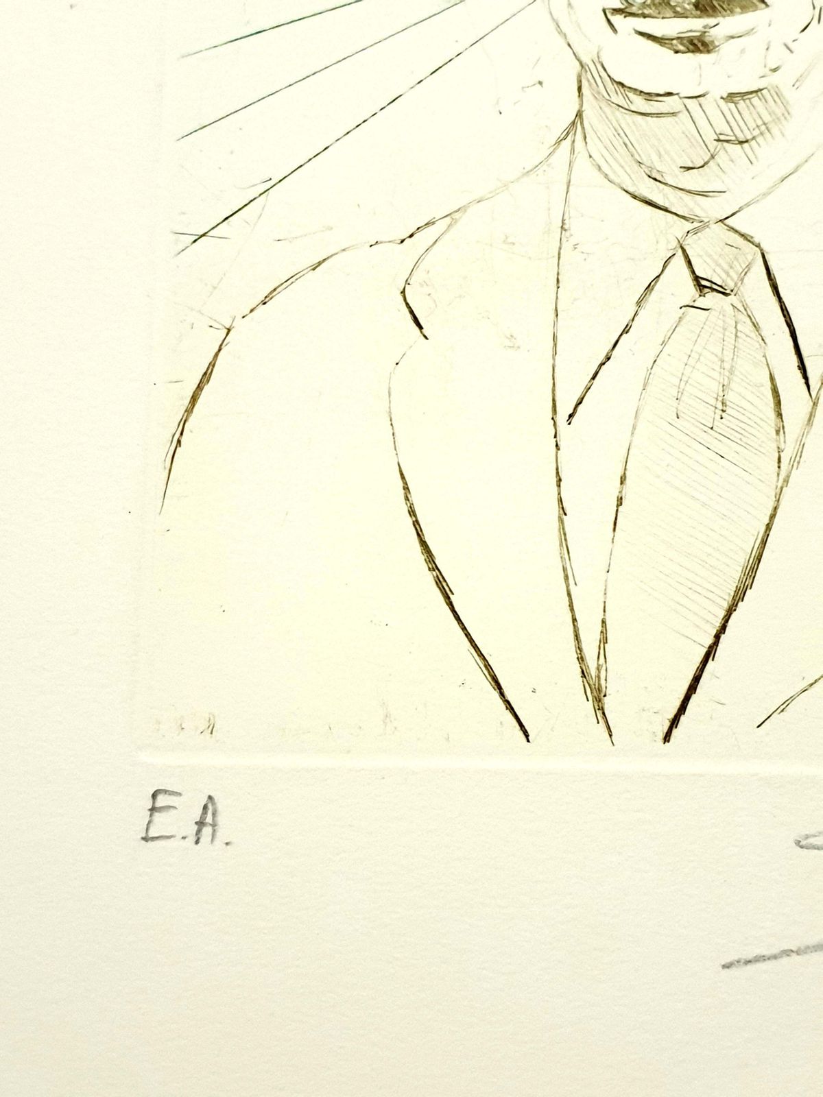 Salvador Dalí­Salvador Dali   Enrico Fermi   Original Handsigned Engraving1970 photo for sale