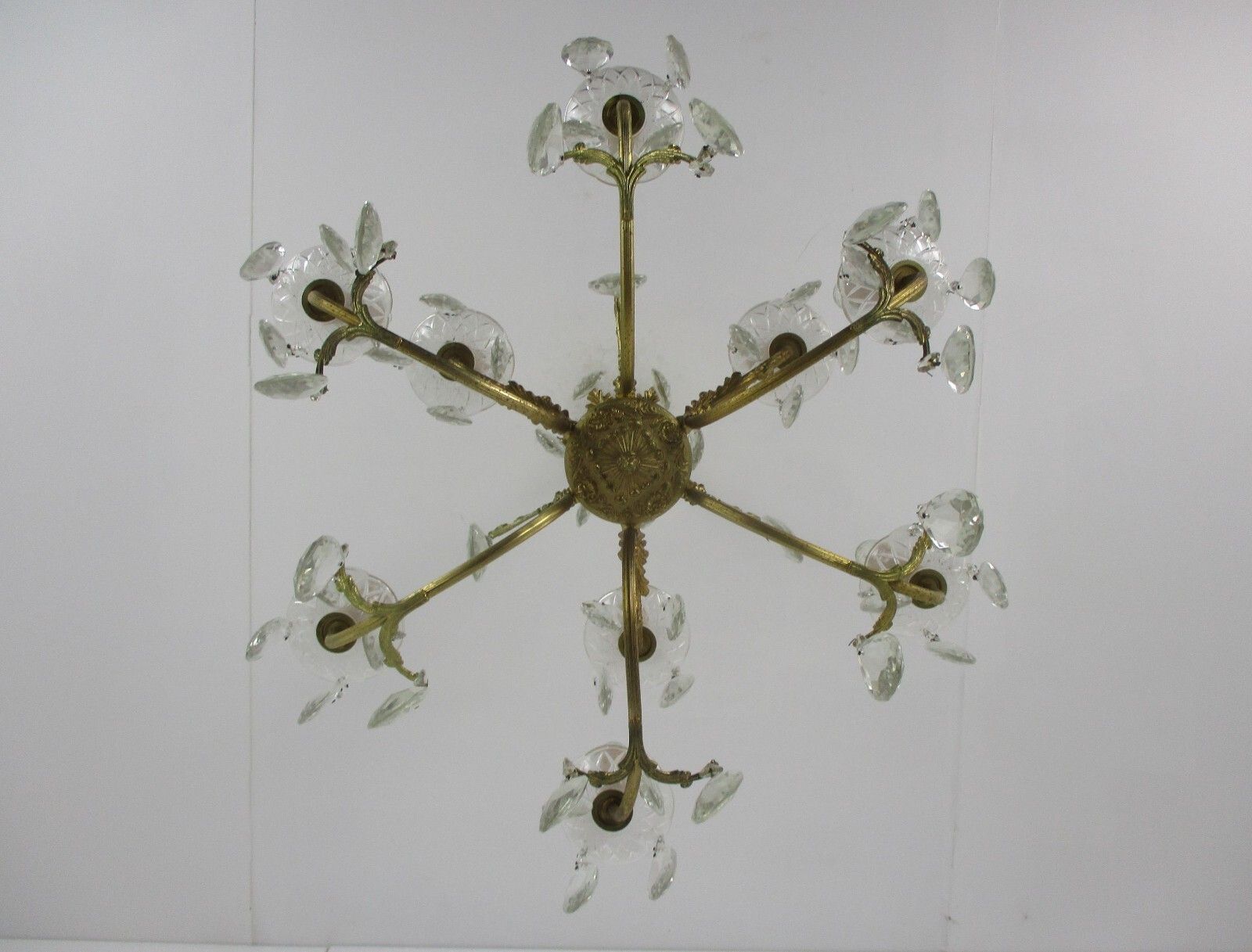 9 Lights  Chandelier Revival French Empire Style Brass Ornate Prisms photo buy