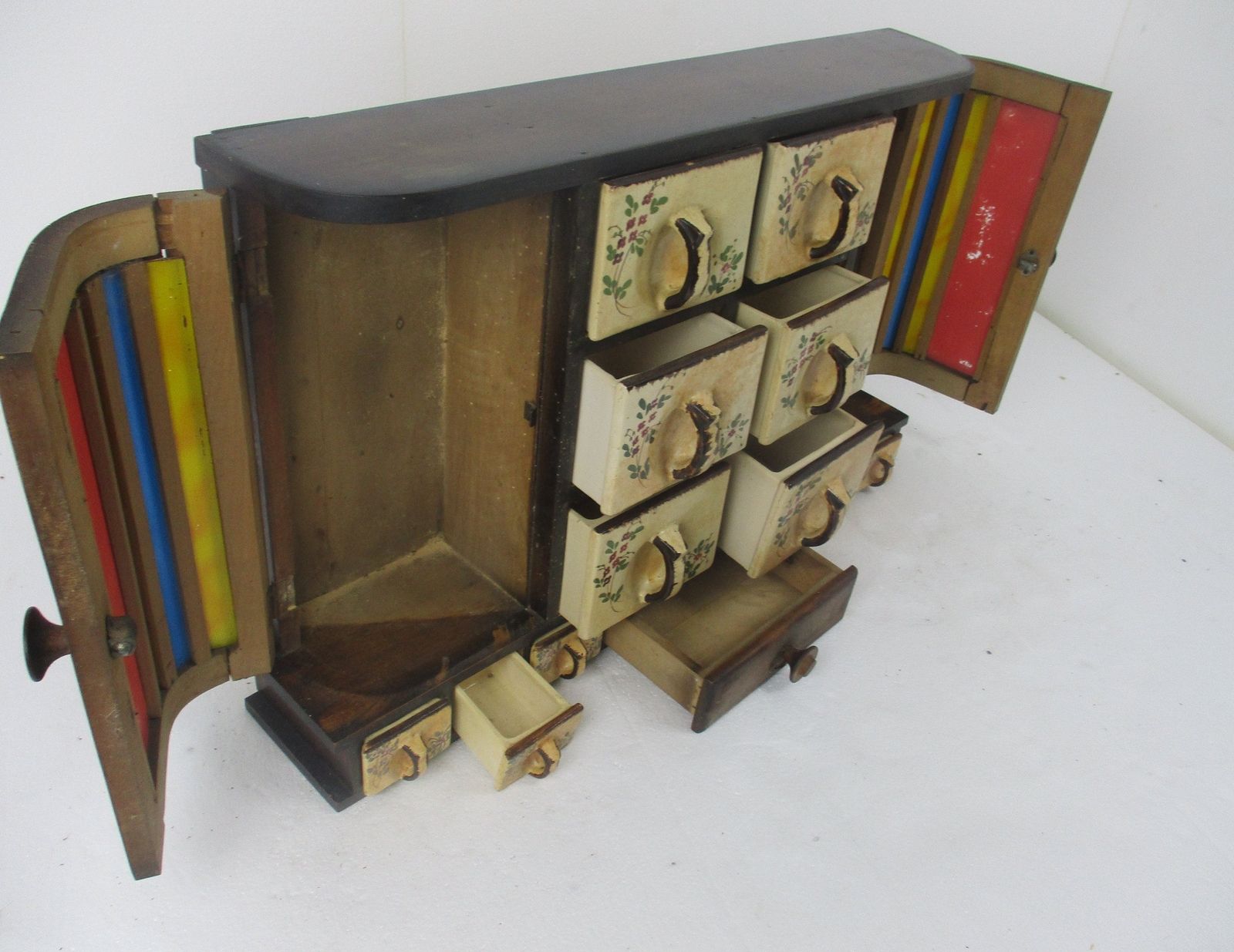 Art Deco Nouveau  Kitchen Spice Rack Cabinet Pop Art Herbs Spices  Jars Colored photo buy