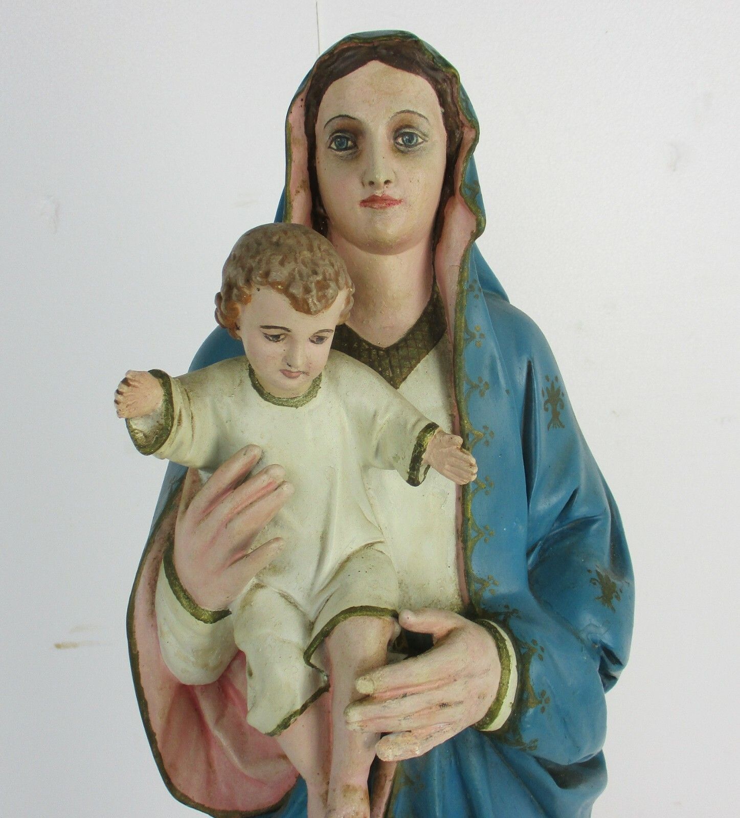 Church Statue Virgin Mary  Madonna With Infant Jesus 1900s  Plaster Statue Wow photo furniture