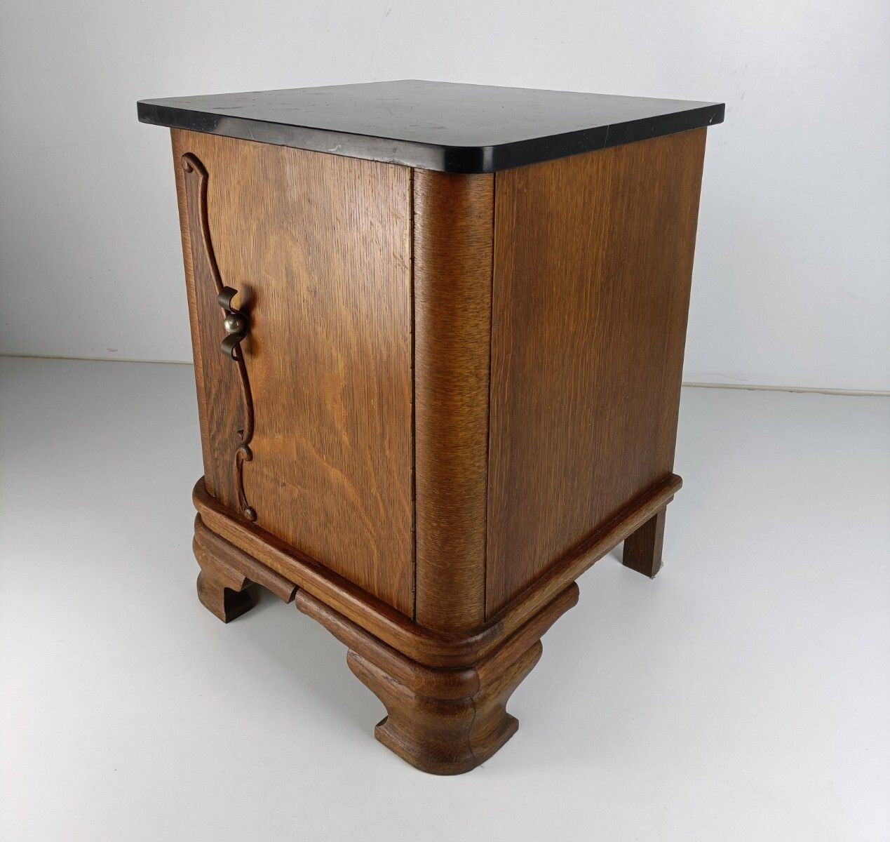 Stylish Art Deco Antique Nightstand End Table Wood Marble Top Cabinet photo 466.0