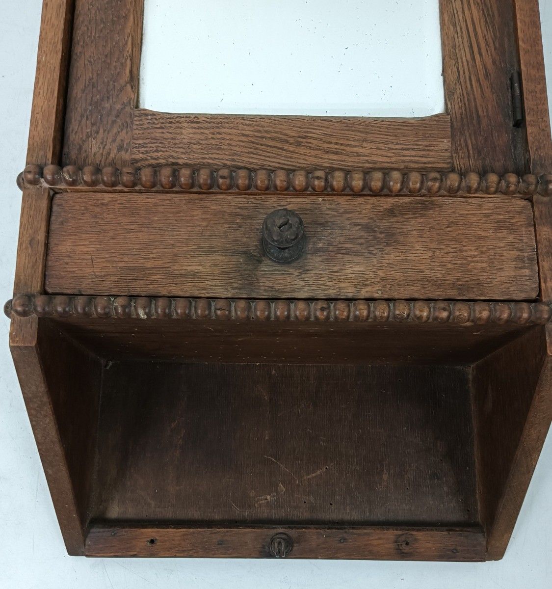 photo furniture Antique Medicine Apothecary Pharmacy Cabinet Wall Hanging Beveled Glass Barn Sty