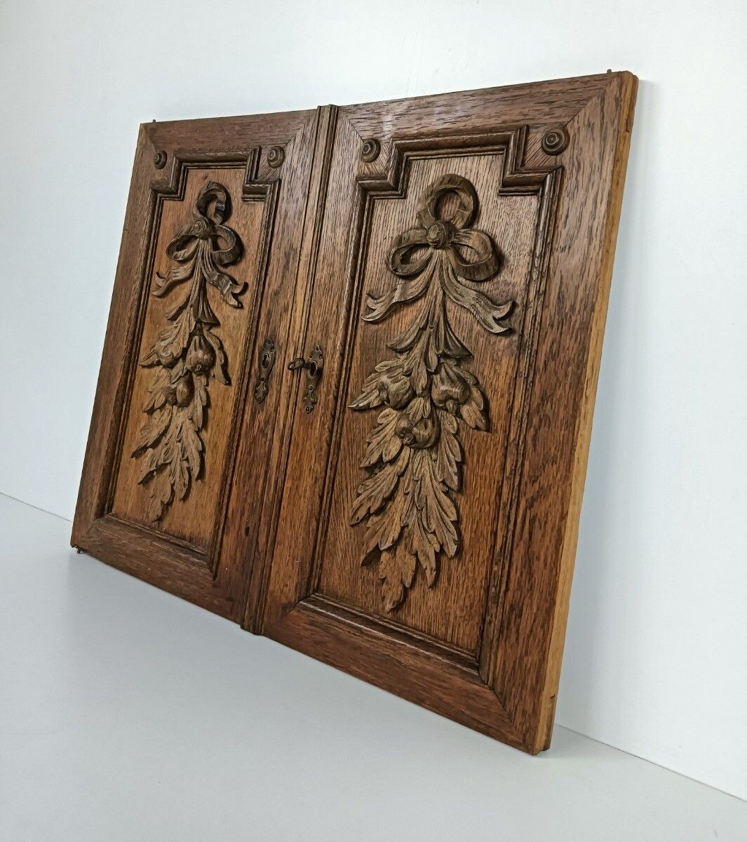 Pair Antique Door Panels Carved Wood Ornate  Architectural Reclaimed Salvaged Wo photo furniture