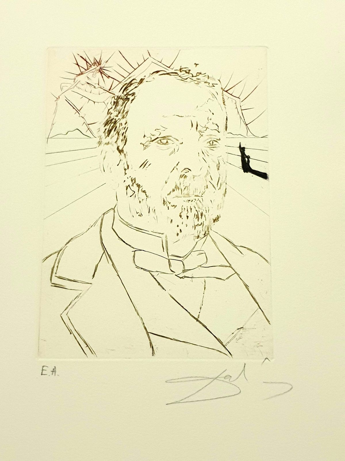 Salvador Dalí­Salvador Dali   Louis Pasteur   Original Handsigned Engraving1970